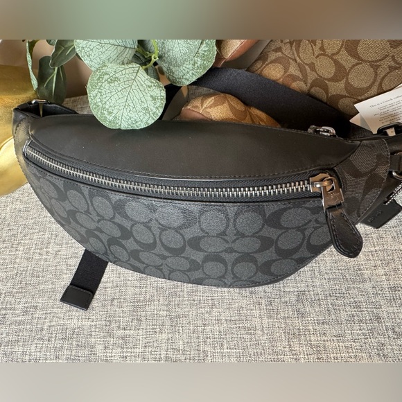 $239 COACH Warren Belt Bag In Signature canvas Charcoal Black F78777 - Picture 7 of 8